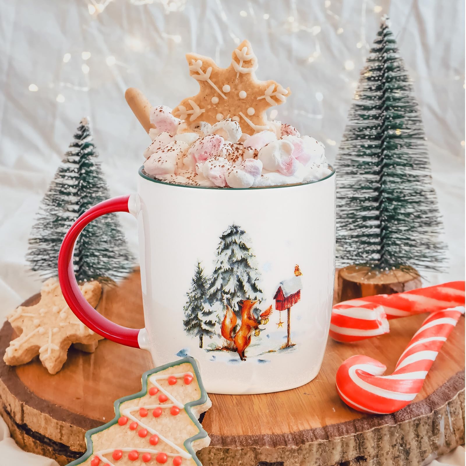 Joymaking Juego de 4 tazas de café de Navidad, decoración para amigos