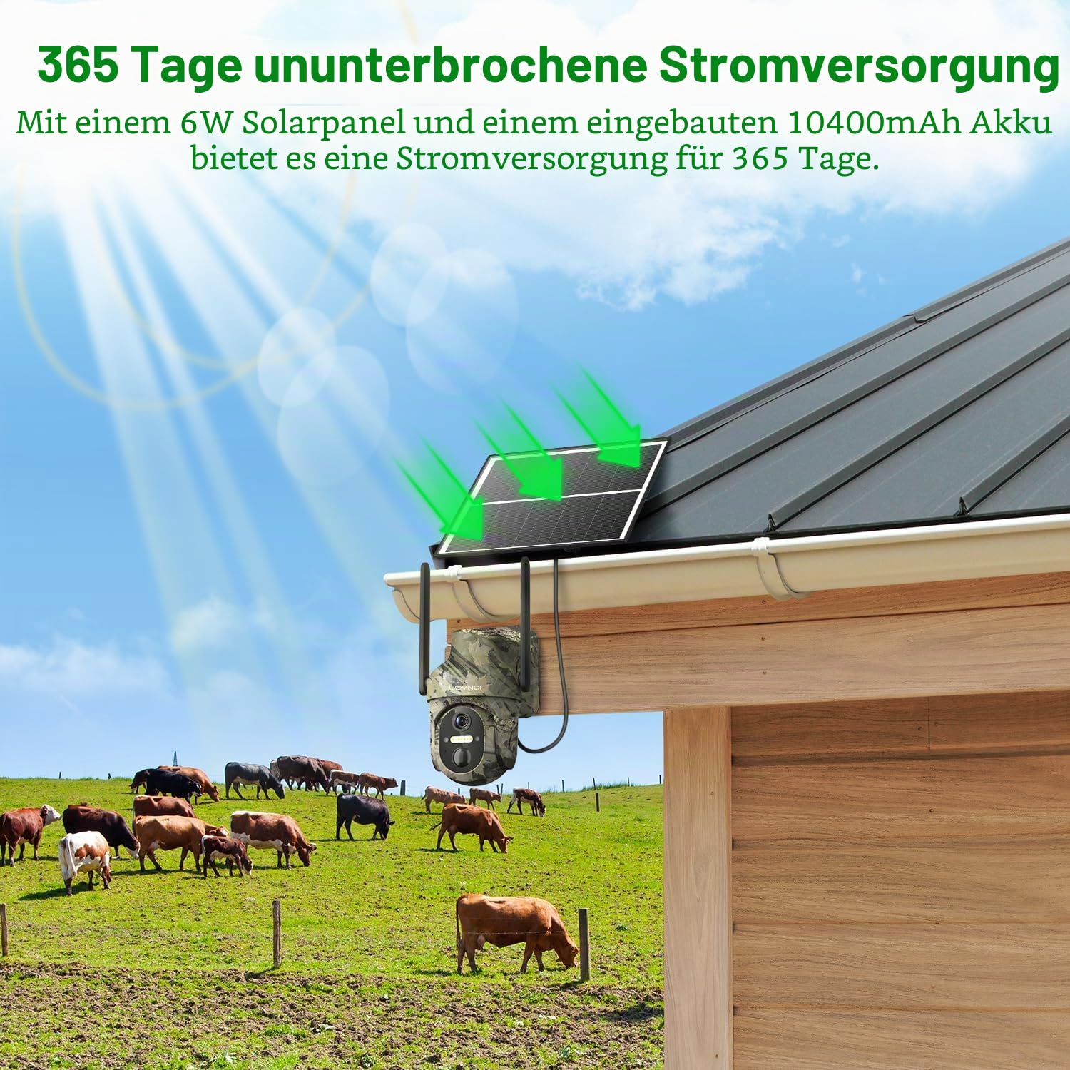Lemnoi 4G LTE Solar Wildkamera mit Bewegungsmelder, Akku Wildkamera mit SIM Karte Preinstalliert und SD Karte, 2K Überwachungskamera Aussen mit Farbnachtsicht, PIR Erkennung,Wasserdicht (Tarnung)