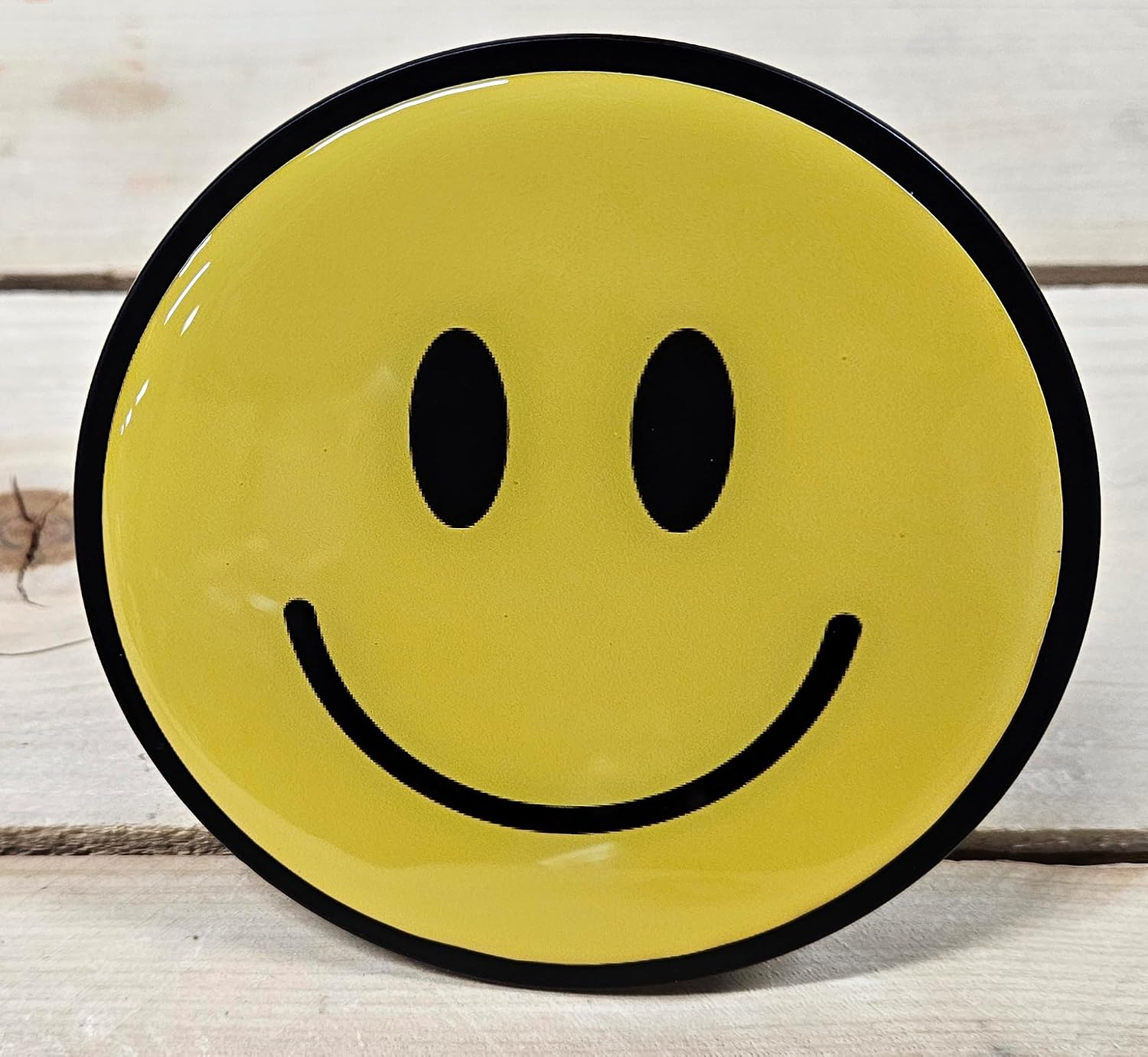Freedom Forged Smiley Face Trailer Hitch Cover – Heavy-Duty Steel Hitch Plug for 2” Receivers – Gloss Black Powder Coat with Bright Yellow Face – Fun Truck & SUV Accessory