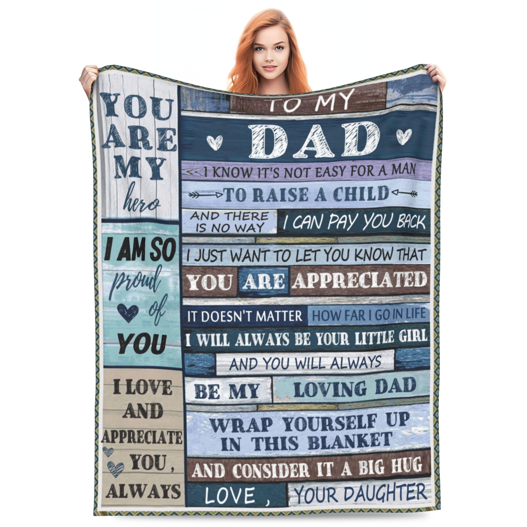 Xinvast Blue Daddy Dad Blanket 60"X50" – Daddy Gifts From Daughter Son Kids, Best Father Ever Gift Ideas For Fathers Christmas Birthday Day 50"X60"