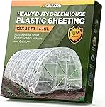 6 Mil 12x25 FT Heavy Duty Plastic Sheeting, UV Resistant Tear-Proof for Greenhouse, Construction, Painting, Farm & Floor Protection