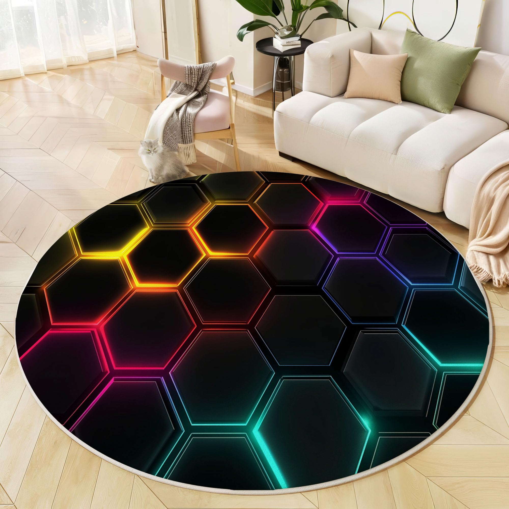 Tapis rond de salon moderne pour chambre d'enfants et adultes