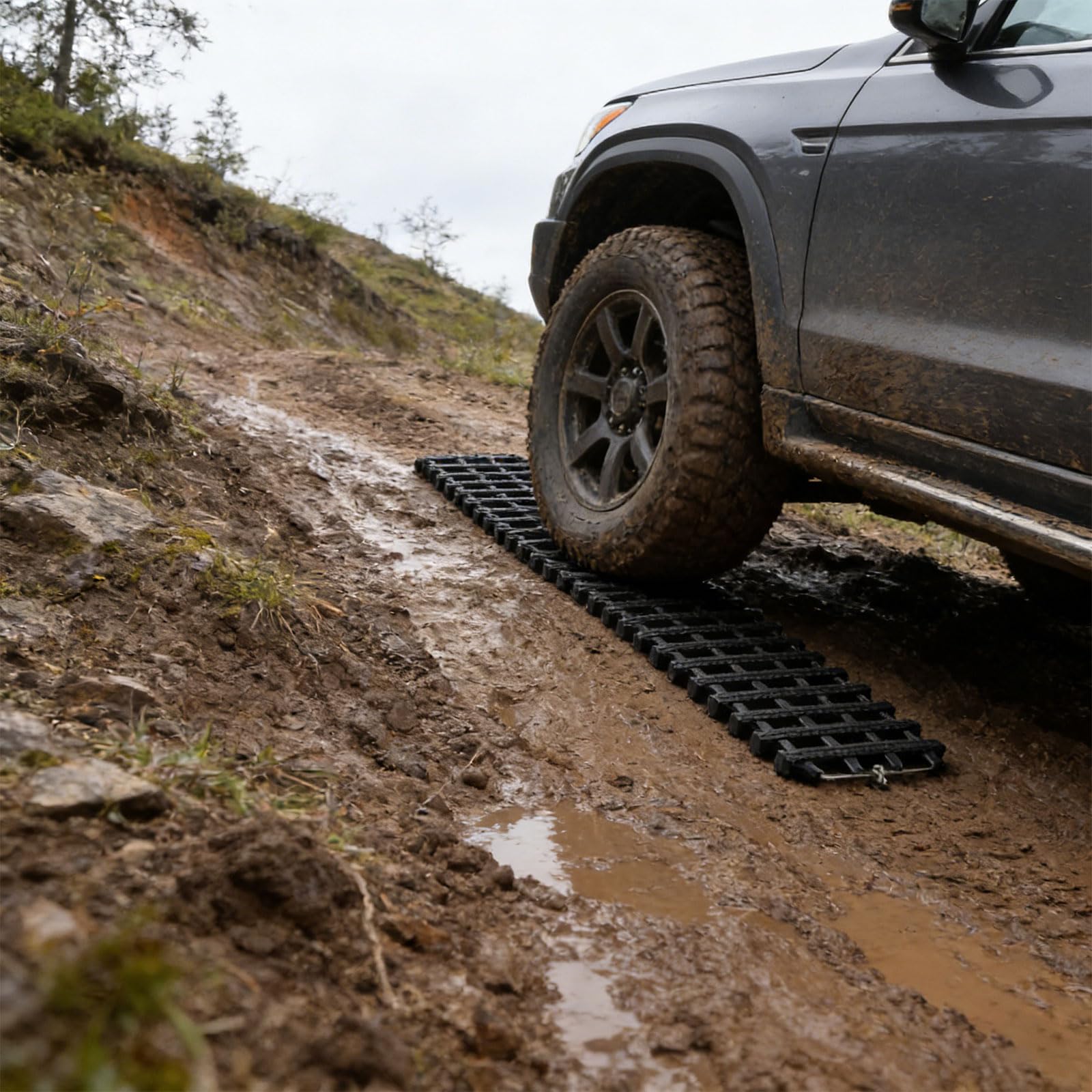 Tappetino antiscivolo per pneumatici auto, 60 cm, alternativa alle catene da neve, installazione senza attrezzi, migliora la presa del veicolo per pioggia, neve e strade fangose