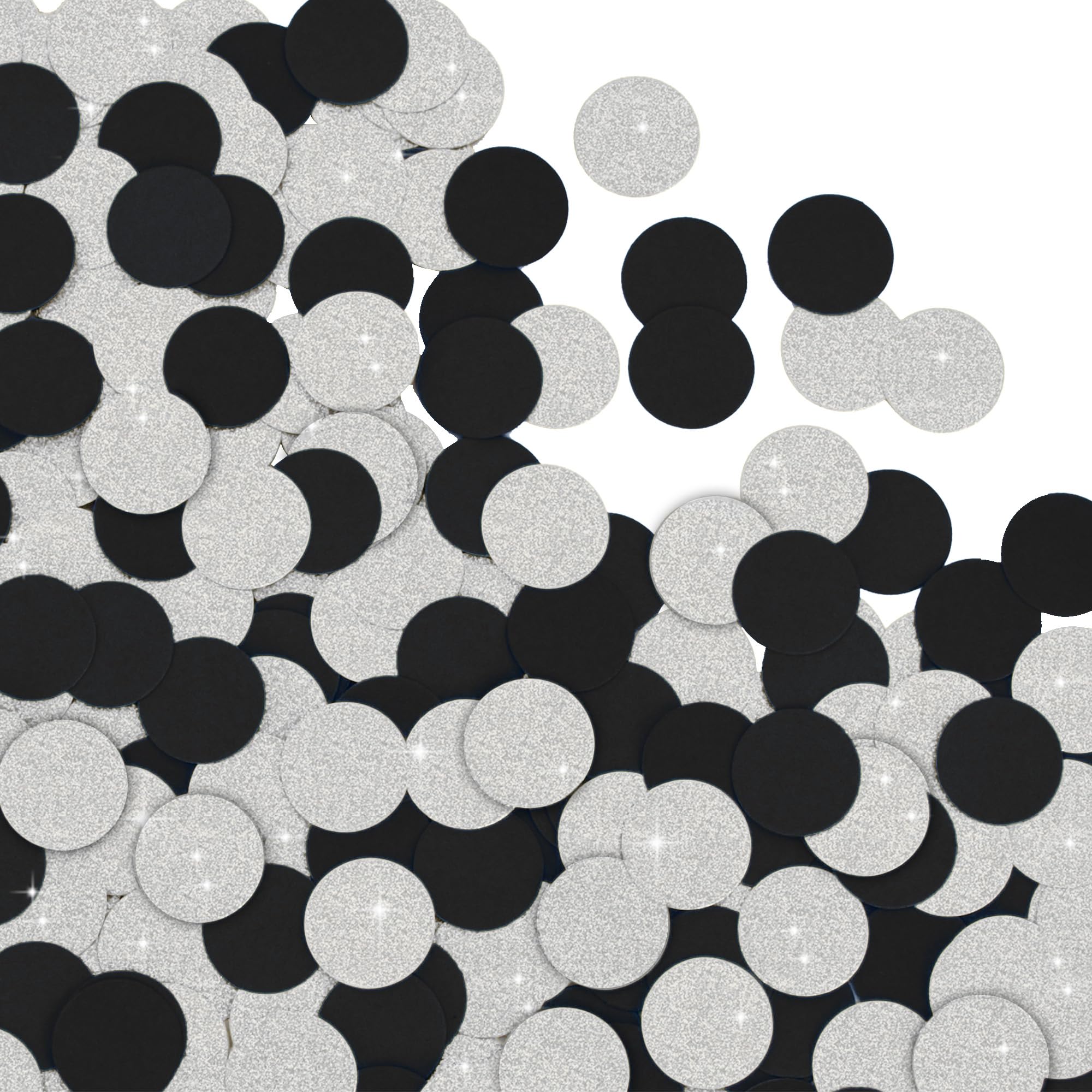 300Pcs Round Confetti Black Silver Shiny Paper Table Confetti