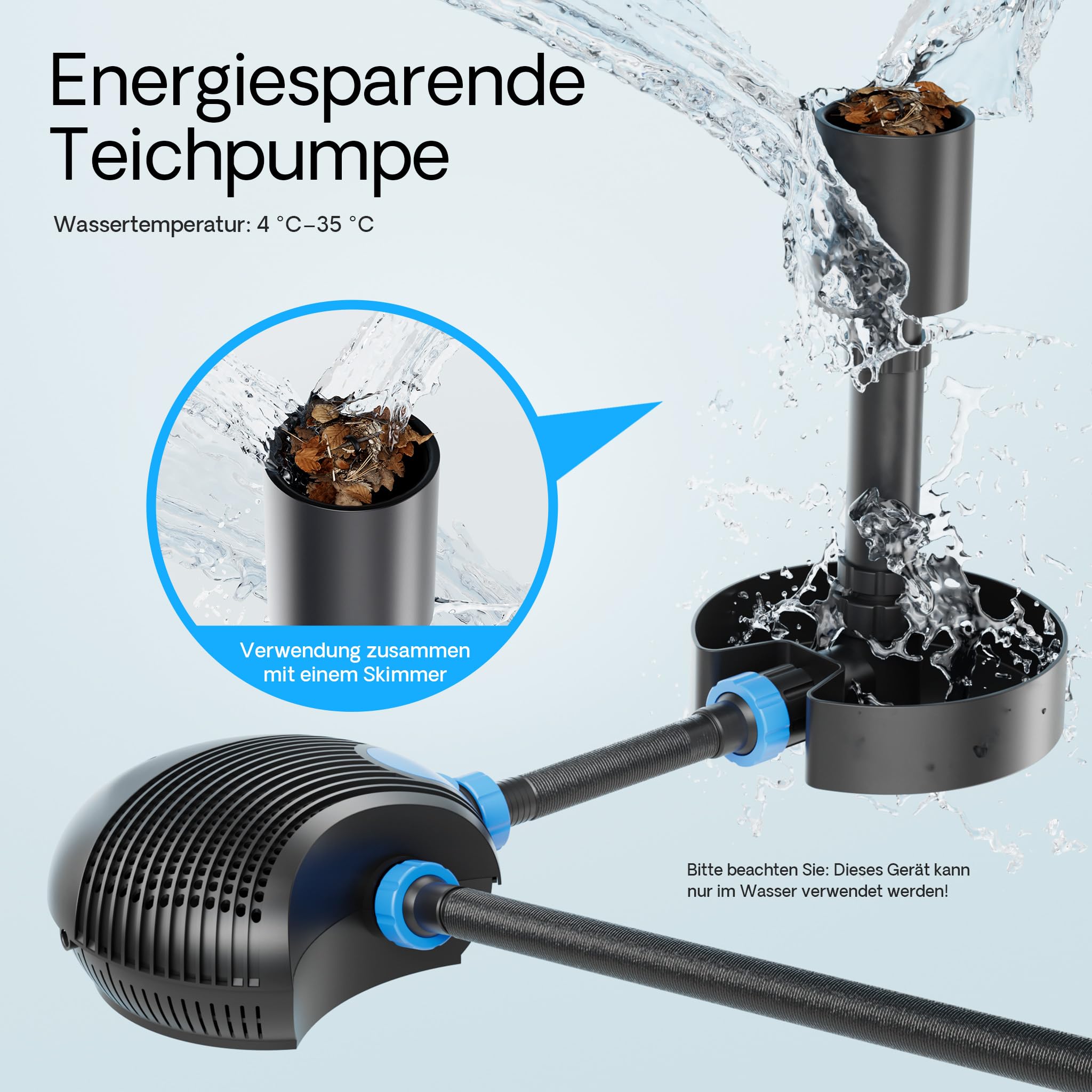 SunSun CTF-1000B SuperECO Teichpumpe 10.000 l/h / 80 W, energiesparende Filterpumpe, Bachlaufpumpe für Koiteiche, Umwälzpumpe, Gartenteichpumpe