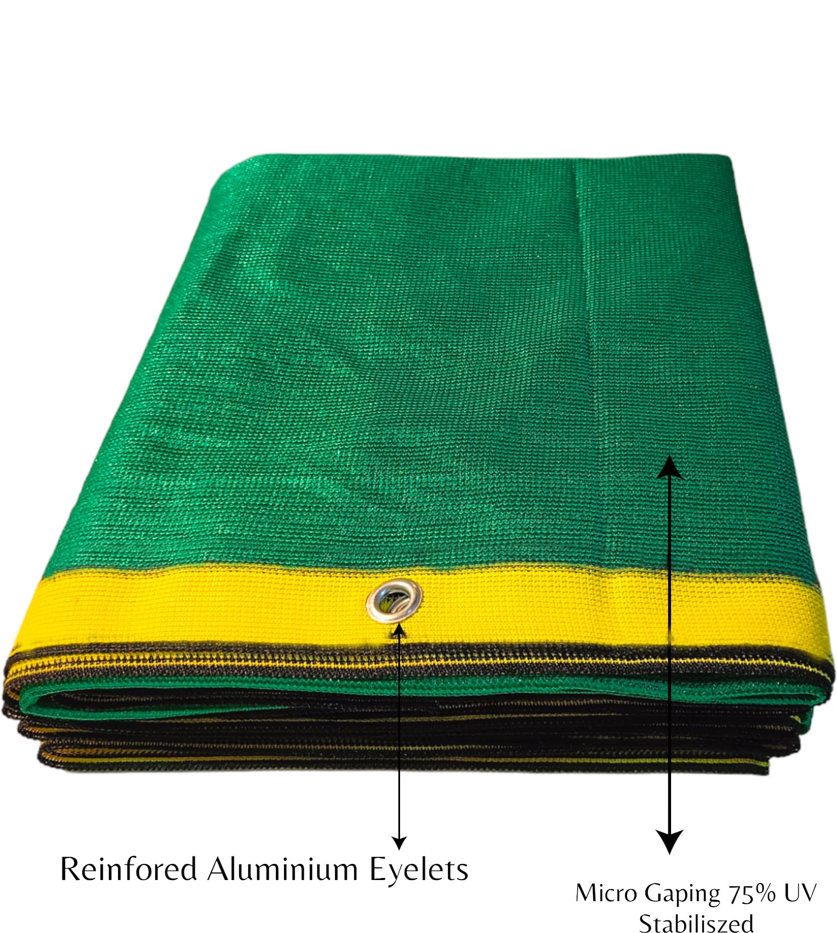 Krrooraa 75% Uv & Sun Stabilized Agro Green House Net with Aluminium eyelate | Green Net for Garden Shade | Green Garden Net | Green net for Garden House | Pack of 1 | 2 x 15 Meter | 1
