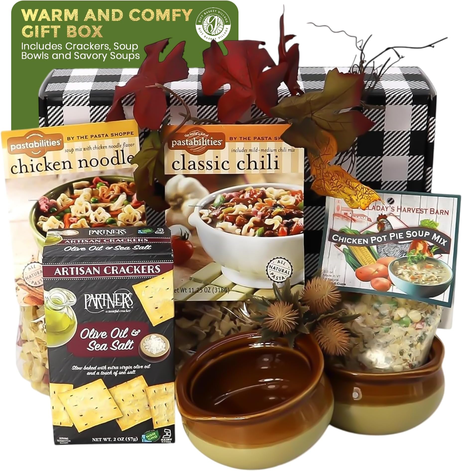 Gift Basket Village Warm and Cozy Gift Box - Includes Crackers, Soup Bowls an...