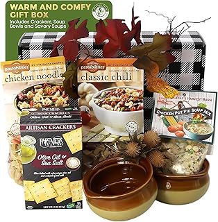 Gift Basket Village Soup Gift Basket – Dried Soup Mixes Variety, Instant Soup Packets, Crackers & Bowls, Soup Gift Baskets for Adults, Comfort Food Box for Cold & Warm Season - Medium