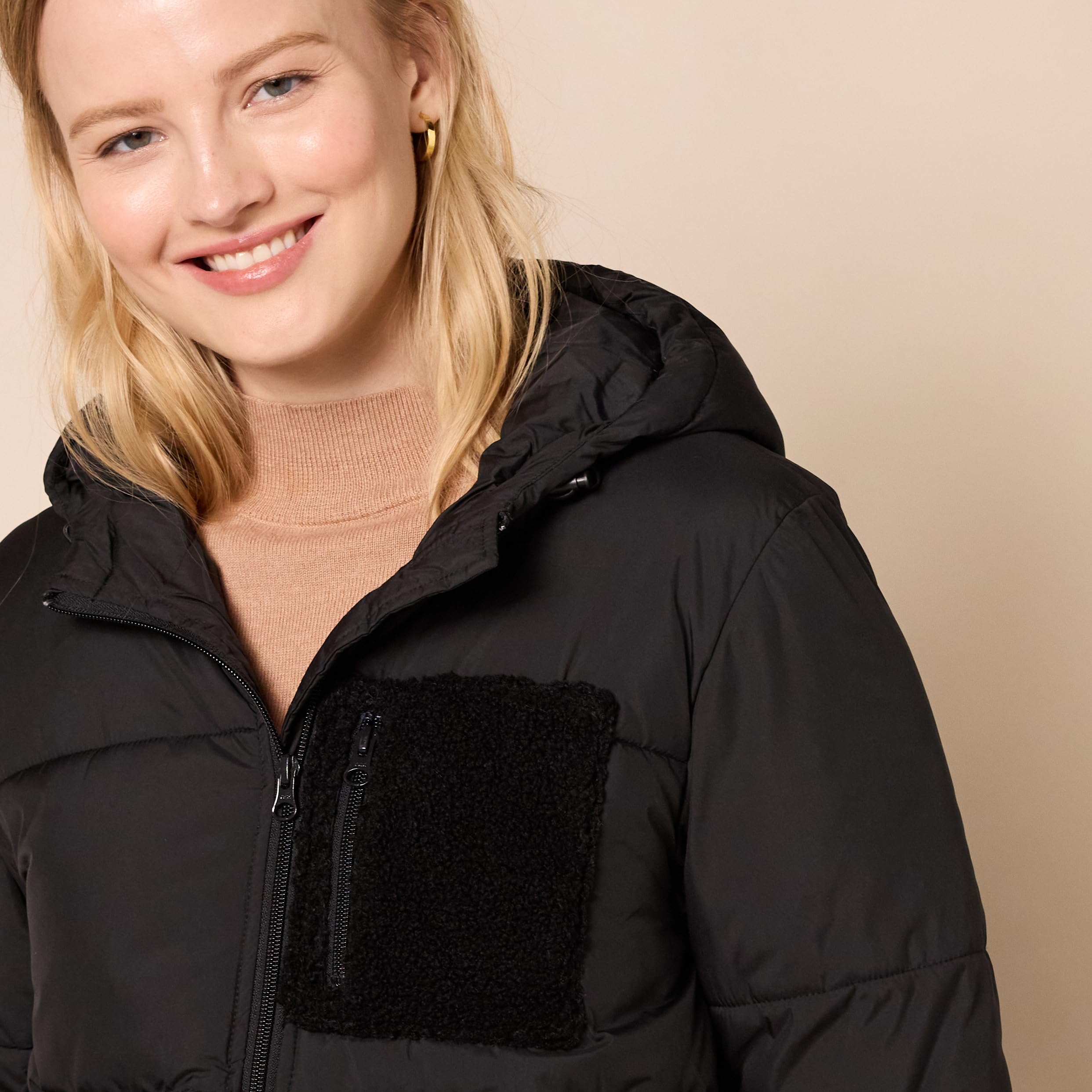 Amazon Essentials Piumino con Cappuccio in Pile Sherpa con Cerniera Integrale Donna