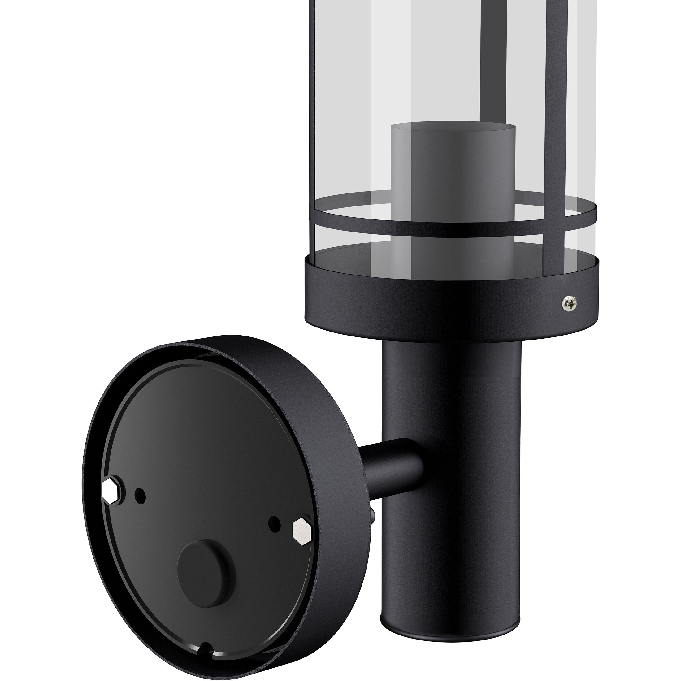 SSC-LUXon Außen Wandleuchte MOVI schwarz mit E27 Fassung - Wandlampe als Laterne mit Bewegungsmelder für Außen IP44