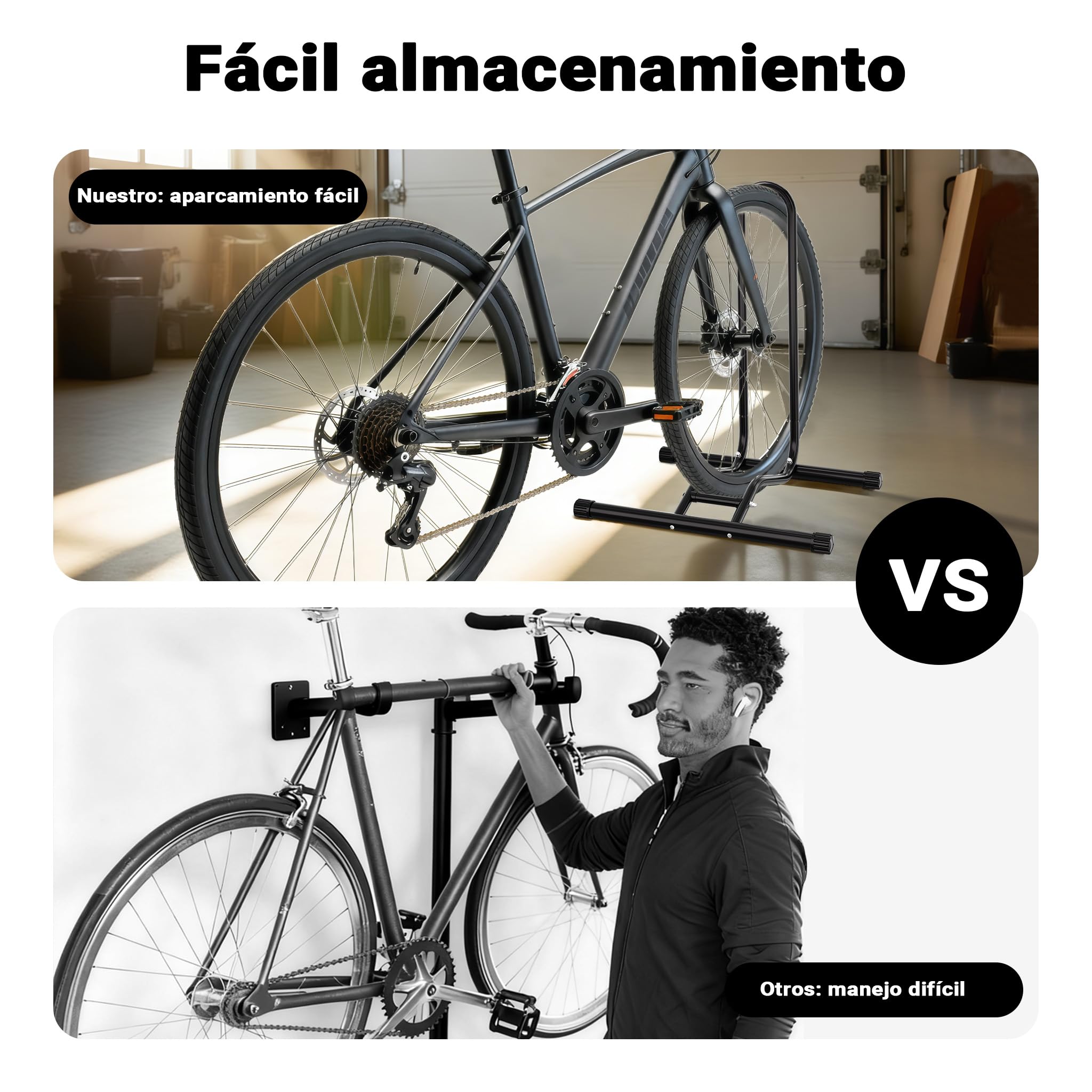 Soporte para aparcar Bicicletas portátil Suelo para 1 Bicicleta Ancho de neumáticos 60mm