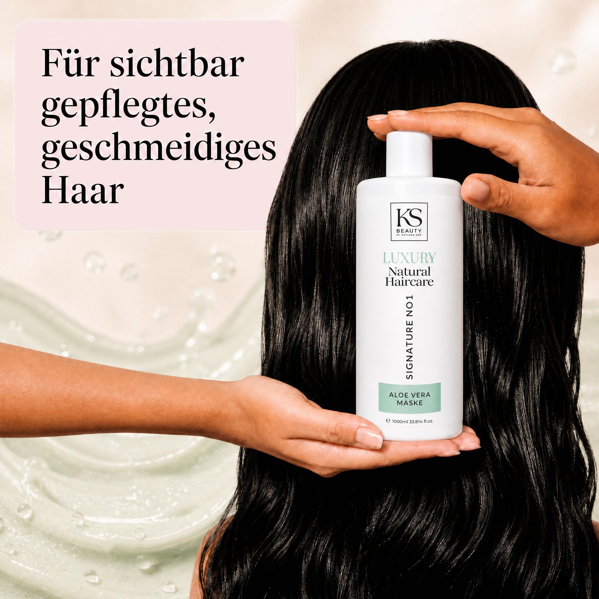KS Beauty Aloe Vera Haarmaske 1000 ml, Haarkur mit Pumpspender | Intensive Feuchtigkeitspflege für trockenes Haar mit Arganöl & Panthenol – für geschmeidige, glänzende Längen und Spitzen