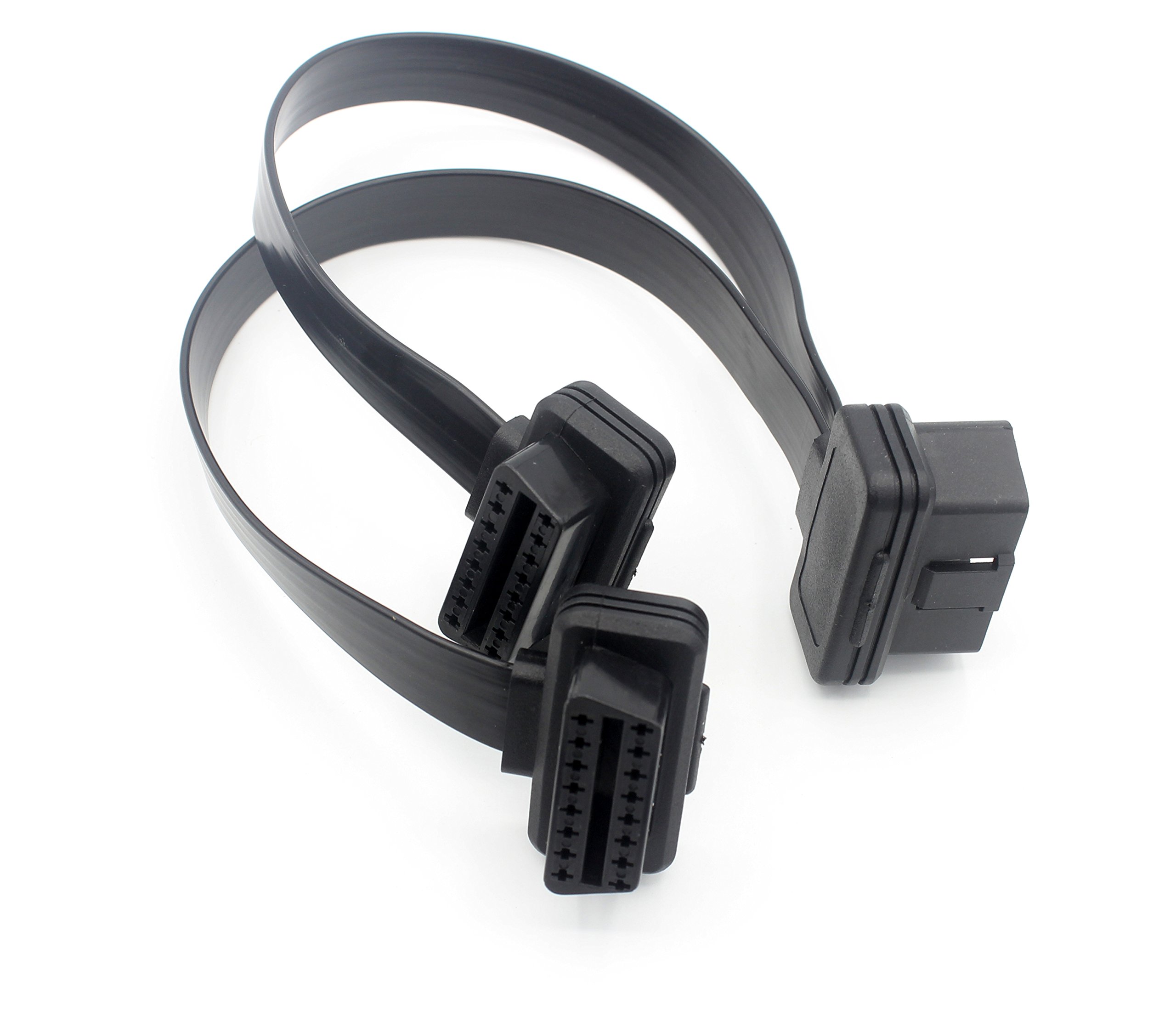 LoongGate OBD-II OBD2 Cable Divisor Grado Militar - Super Durable Cord 16 Pin Pass Through - Macho y Doble Hembra, J1962M a 2-J1962F - 0.3 Metros — view 3