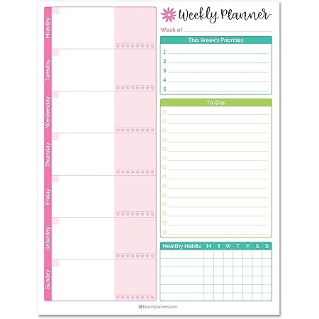 bloom daily planners Weekly Planning System Tear Off to-Do Pad - 8.5" x 11" - New Bloom