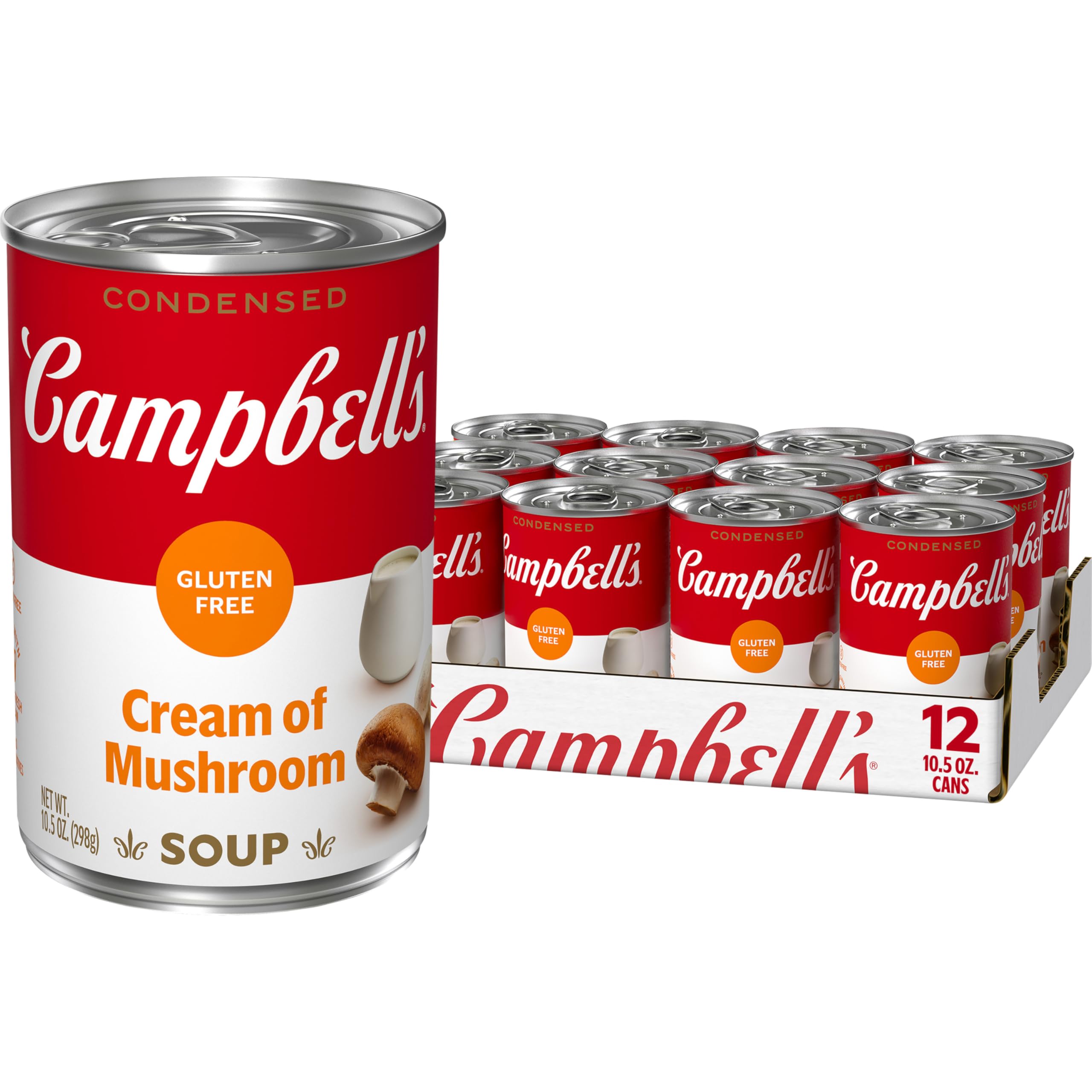 Campbell's Condensed Gluten Free Cream of Mushroom Soup, 10.5 oz Can (12 Pack)