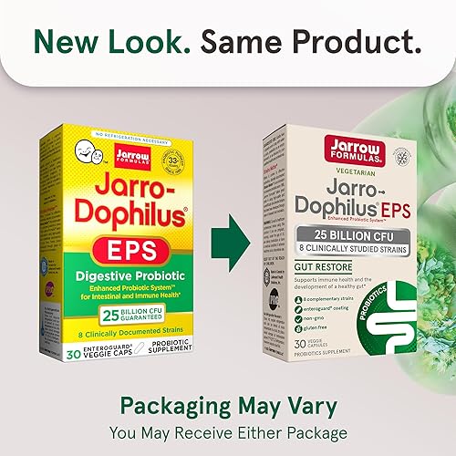 Miniatura 2 de Jarro-Dophilus EPS, 25 mil millones de células por cápsula, para el sistema inmune y la salud intestinal, 30 cápsulas vegetarianas, JEPSHP,