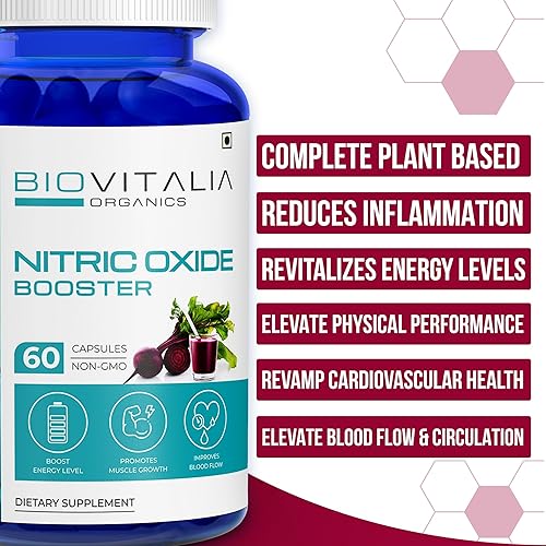 Miniatura 4 de BIOVITALIA ORGANICS Cápsula de óxido nítrico L-Arginina para hombres y mujeres  Suplemento dietético  Promueve la energía y la inmunidad  Promueve