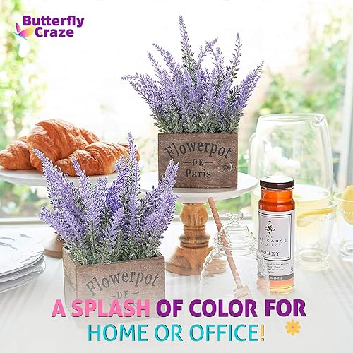 Miniatura 8 de Butterfly Craze- Planta de lavanda artificial con flores de seda para decoración de bodas y centros de mesa