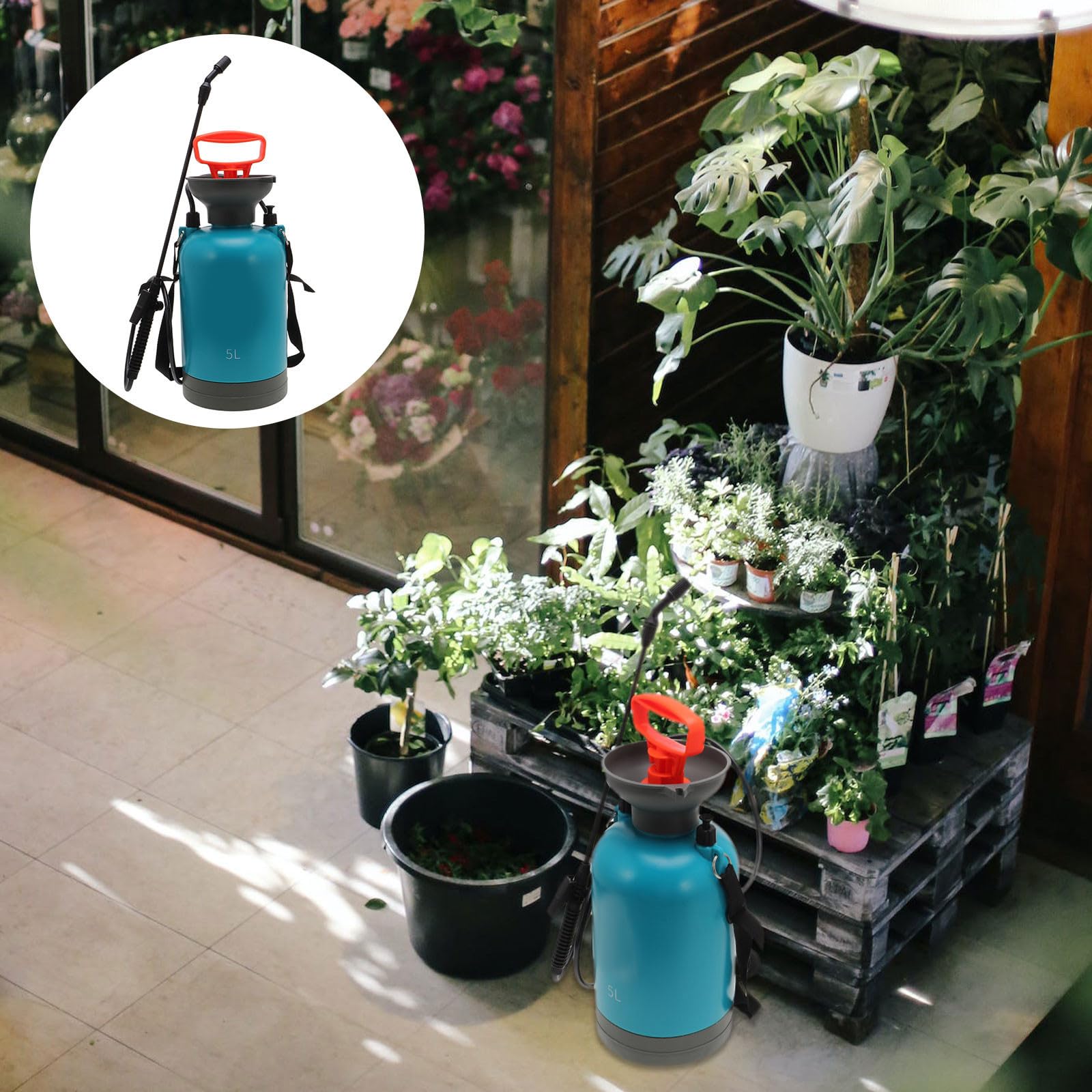 Botella Rociadora a Presión de 5 L para Flores y Coche