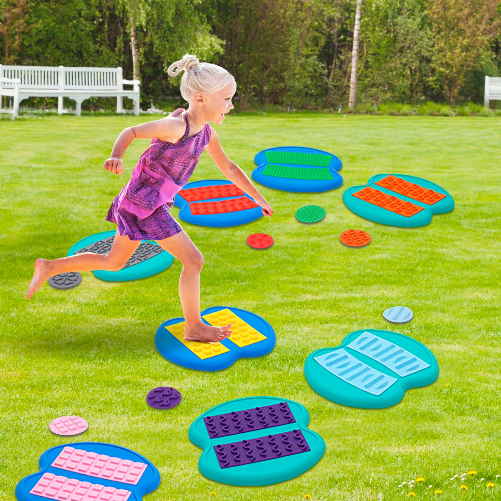 Balanciersteine Kinder, 8-teilige Tastscheiben Set mit Apfelform, Taktiles Sensorik Spielzeug, rutschfest