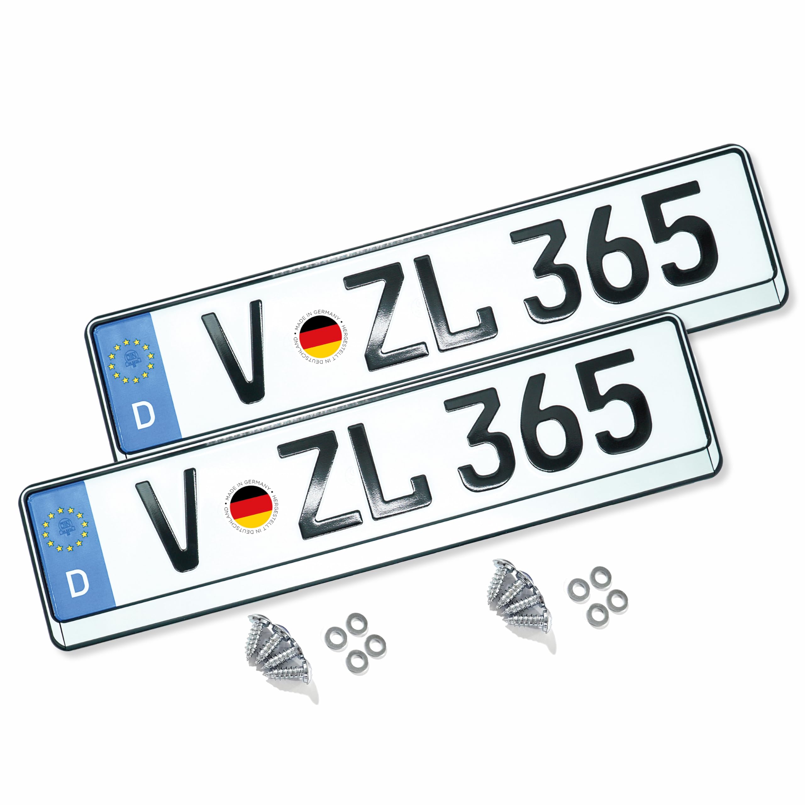 VZL Kennzeichenhalter für Autos | Nummernschildhalterung Auto | 2X Kennzeichenhalterung | Nummernschildhalter | Alternative zu Kennzeichenhalter Rahmenlos (Silber mit Befestigungskit)