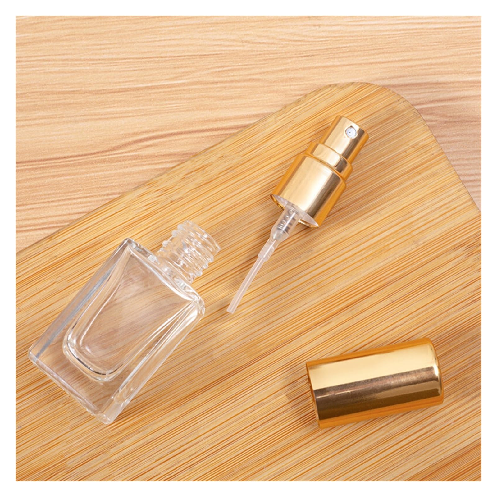 Bote Spray Pulverizador Botella de perfume portátil recargable vidrio 10 ml, contenedor cosméticos, atomizador en aerosol vacío, botella viaje, 10/30/50 unidades(Silver cap,50pcs)