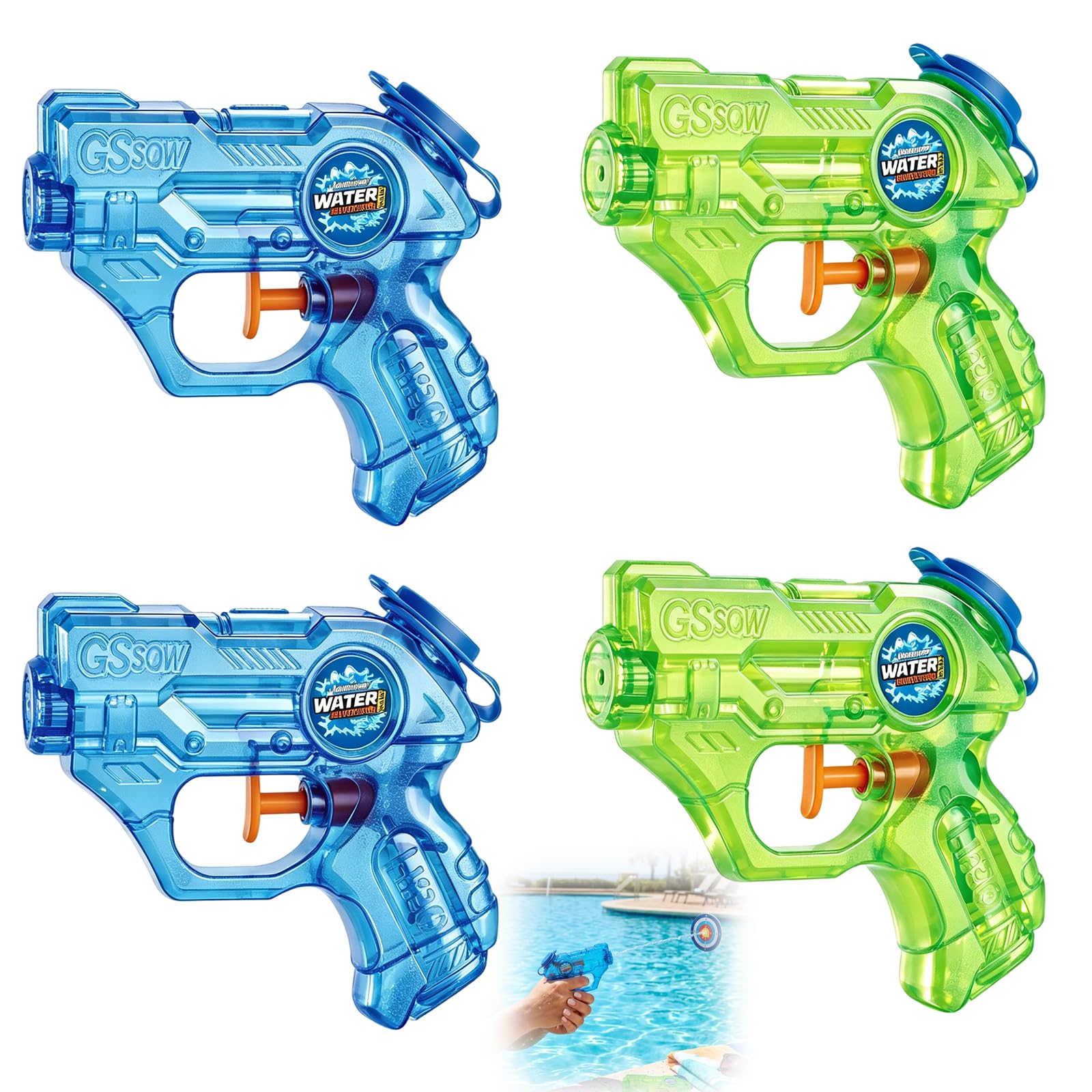 Mini Water Gun Set of Four, Small Water Guns for Outdoor Activities, Compact Mini Water Pistols for Garden Fun, 12 * 10 * 3 cm Dimensions