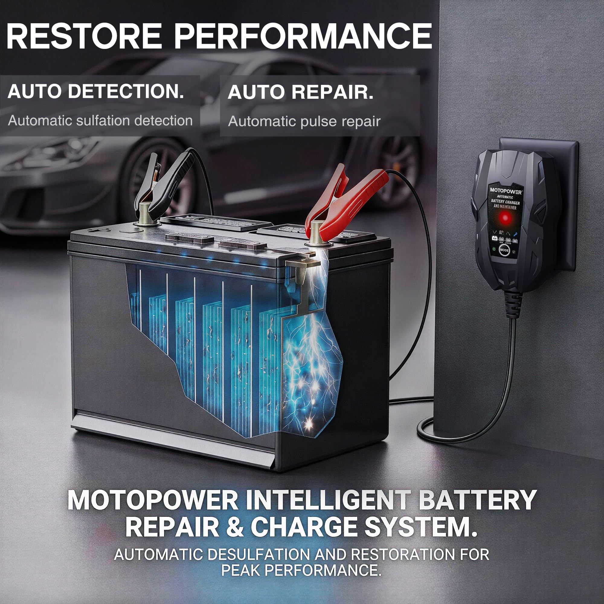 MOTOPOWER MX1000 1A 6V/12V Caricabatterie Intelligente per Mantenimento