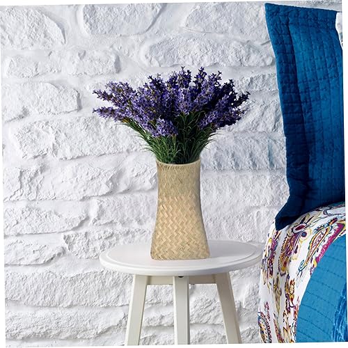 Miniatura 4 de STOBOK Jarrón trenzado para plantas, jarrón tejido a mano, jarrón alto de mimbre para decoración, botella de flores de granja, jarrón de flores de