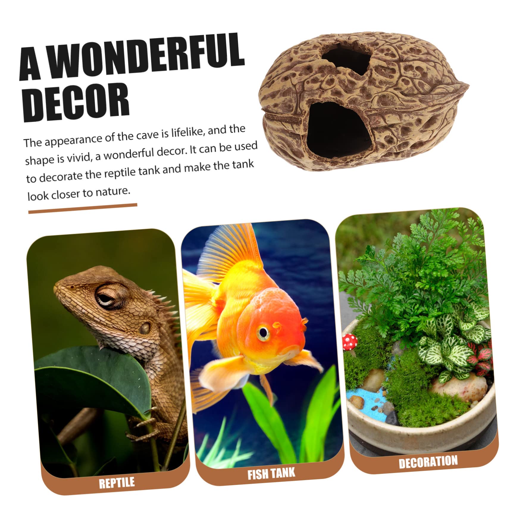 COLLBATH Cueva De Escondite para Peces y Reptiles Refugio Natural para Acuarios y Terrarios Decoración Acuática Única y Divertida Gran Escondite para Vida Marina y Reptilística