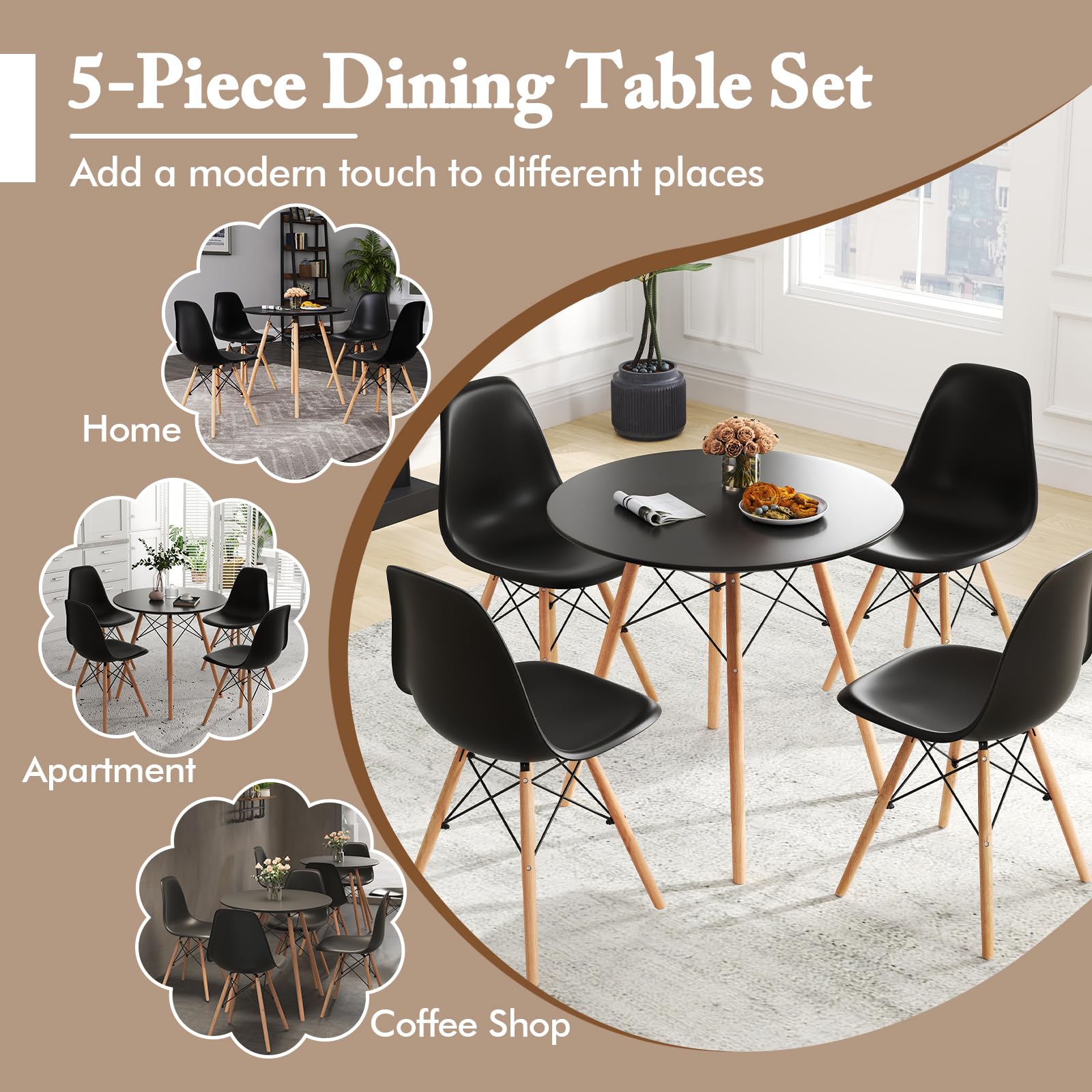 Ensemble Table Et 4 Chaises De Salle à Manger Style Industriel - 110x70cm - Métal Et MDF - Idéal Cuisine Ou Salon