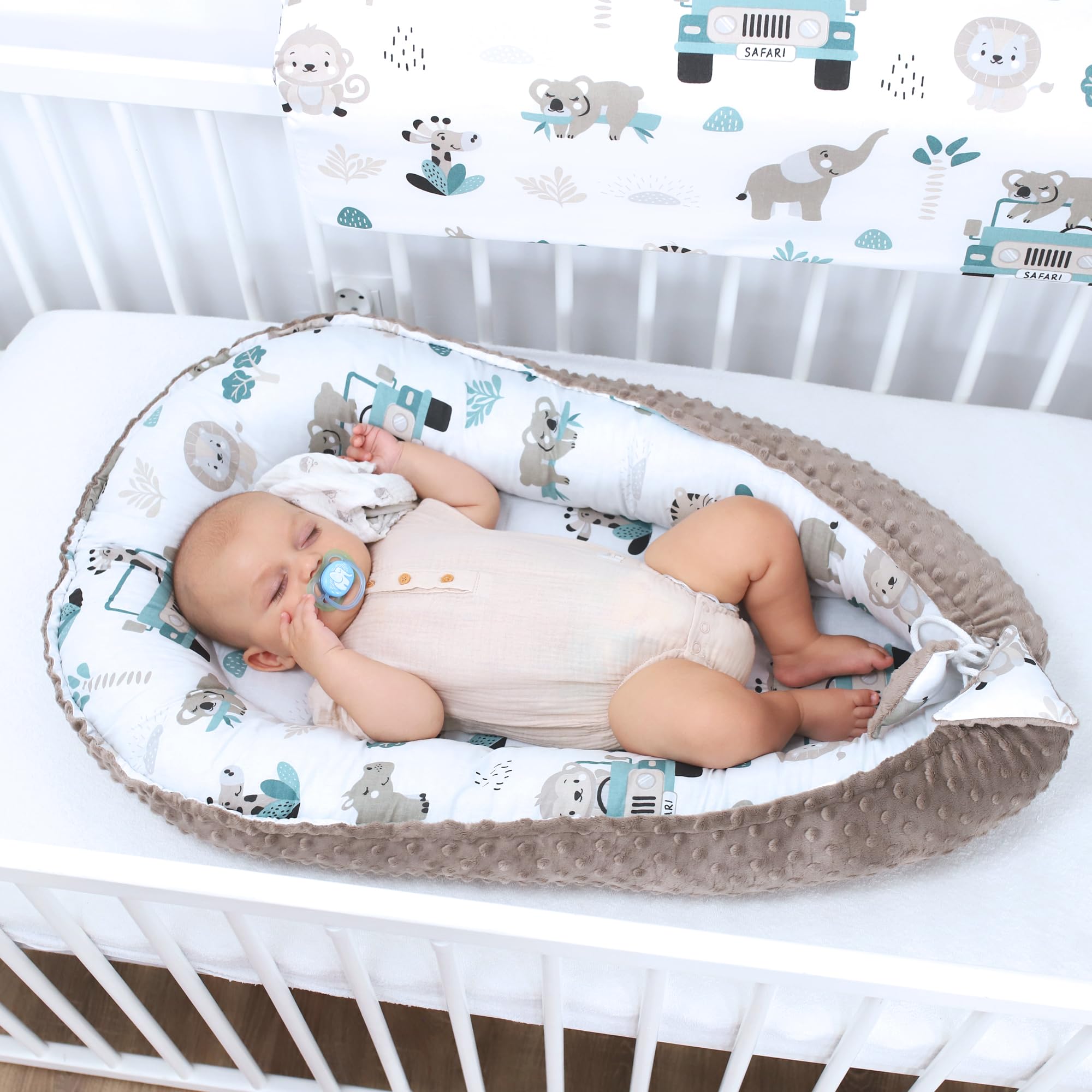 Riduttore lettino neonato - 90x50 cm nido culla pod cocoonababy babynest antisoffoco per bambina e bambino baby nest per neonati Africa cachi