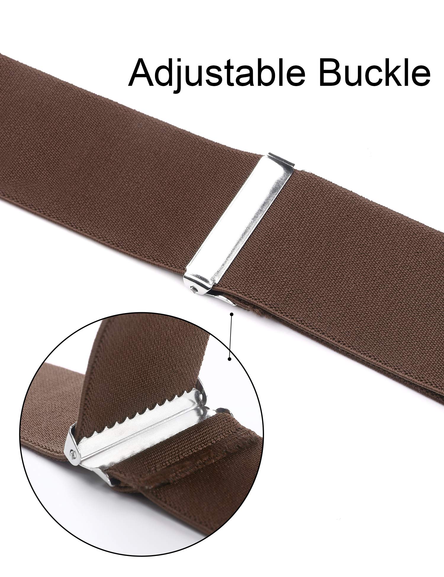 HISDERN Bretelles pour hommes avec de tres fortes 4 clips bretelle homme Heavy Duty X Suspenders style reglable bretelle
