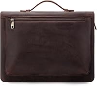 Vista 8 de YIWEN Handmade Leather Portfolio with Handle – Zippered Front Pocket, Clip for Letter Size Notepad, Business Travel Padfolio