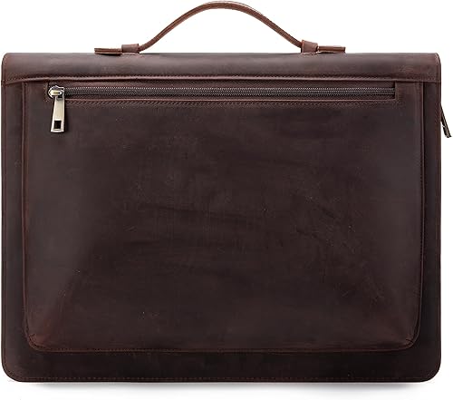 Cuaderno de notas de cuero de caballo loco vintage hecho a mano (A4), organizador de negocios con asa, para iPad ProMicrosoft Surface Protableta de