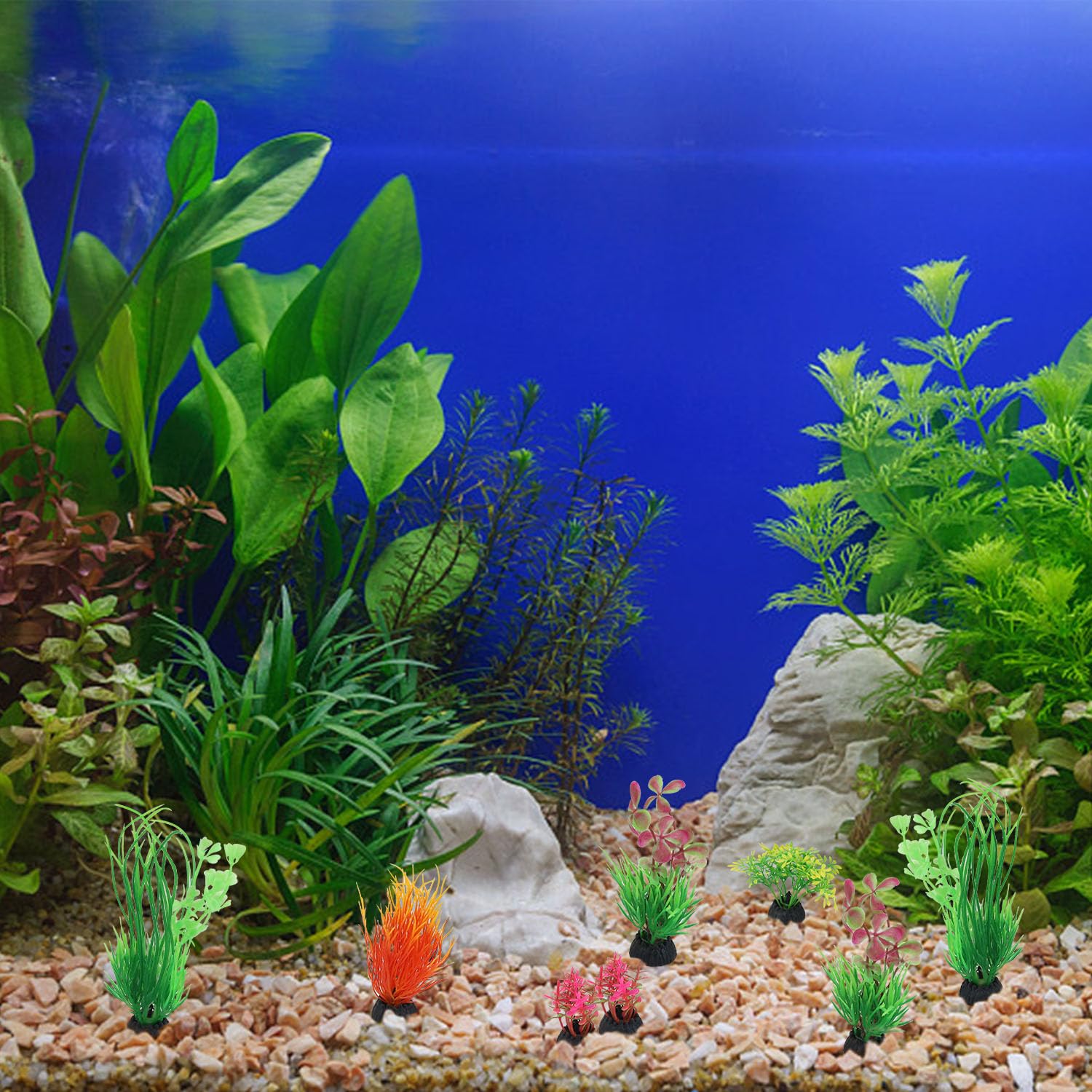 Piante Finte Per Acquario 16 Pezzi - Verde, In Plastica Sicura, Decorazione Per Pesci - Foto 2