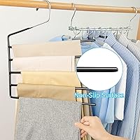 Vista 6 de Nature Smile Pants Hangers 3pack, Heavy Duty Multi Layers Space Saving Slack Hangers,Non Slip 5 Tier Open-Ended Pants Hanger Closet Storage