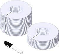 Vantasii 30-Pack White Closet Rack Dividers with Marker - Durable Organizers for Clothing Sizes, Colors & Styles (3.5” Outer, 1.38” Inner)