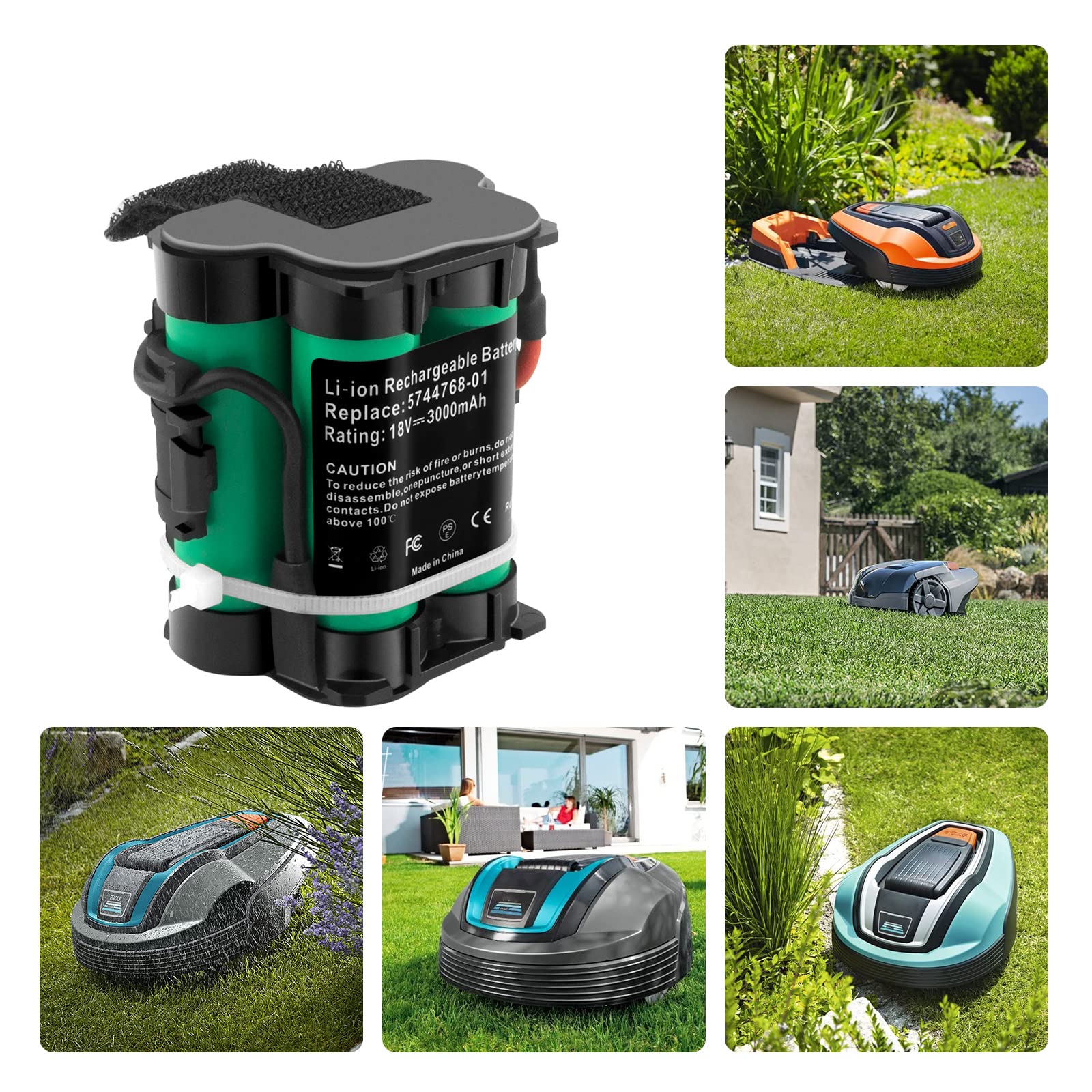 3,0Ah 18V Lithium Ersatzakku Kompatibel mit Gardena Mähroboter R38Li R40Li R45Li R50Li R70Li R75Li R80Li Husqvarna Automower 105 305 308 McCulloch ROB R600 R800 R1000 Flymo 1200R