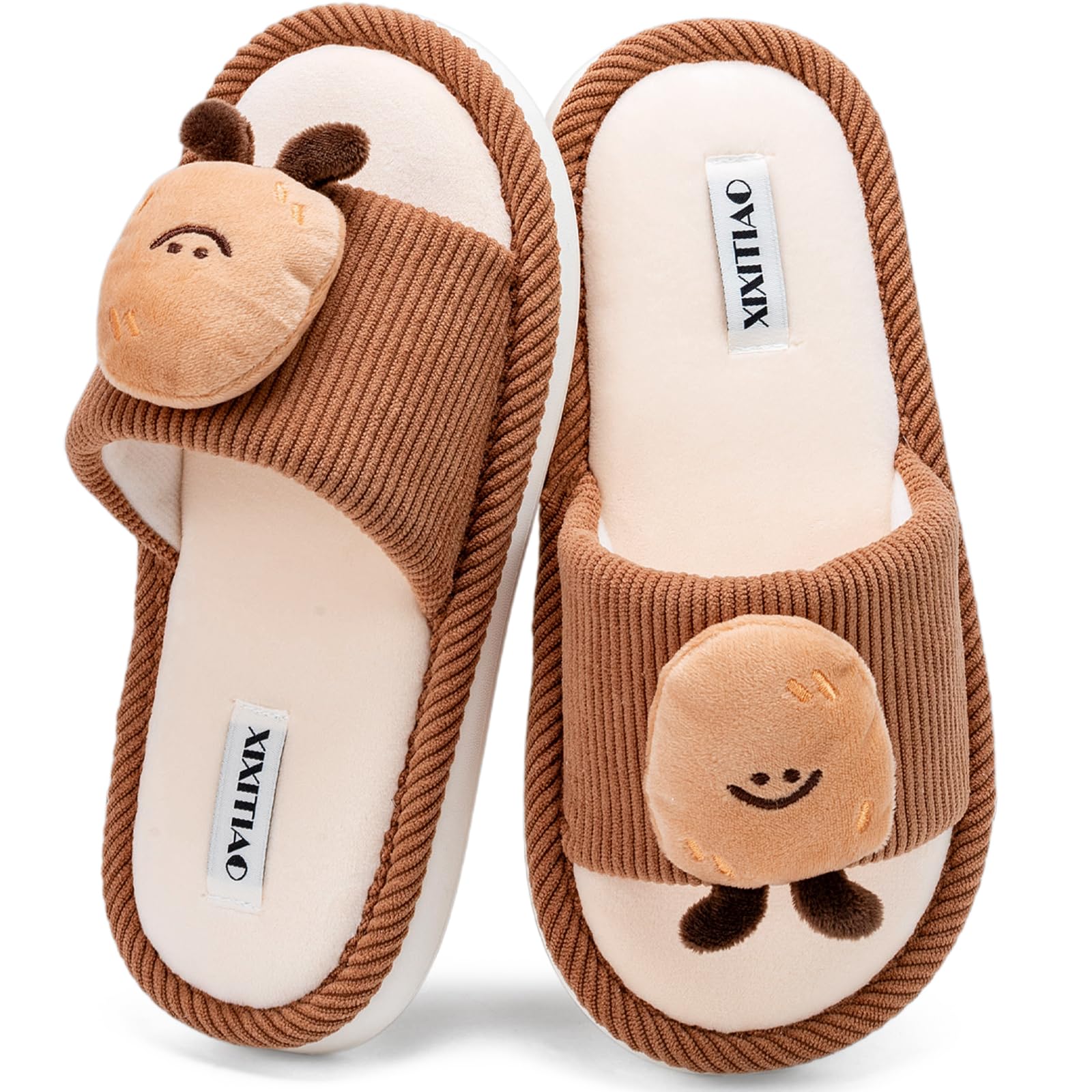 XIXITIAO Cute House Slippers for Women Men Indoor Cozy Memory Foam Slip On Open Toe Slippers Funny Comfy