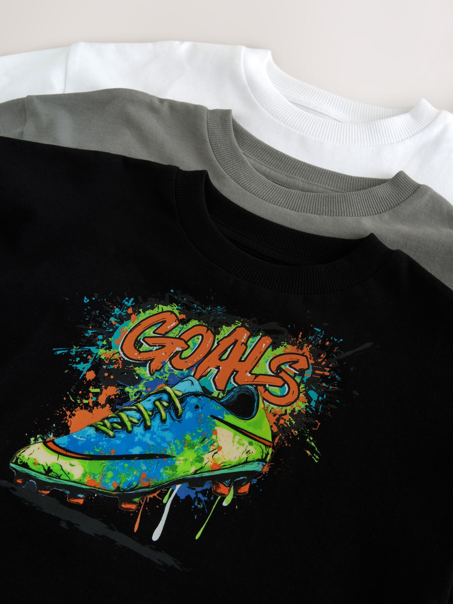 NEXT Garçon T-Shirt décontracté à Manches Longues et Motif, Lot de 3