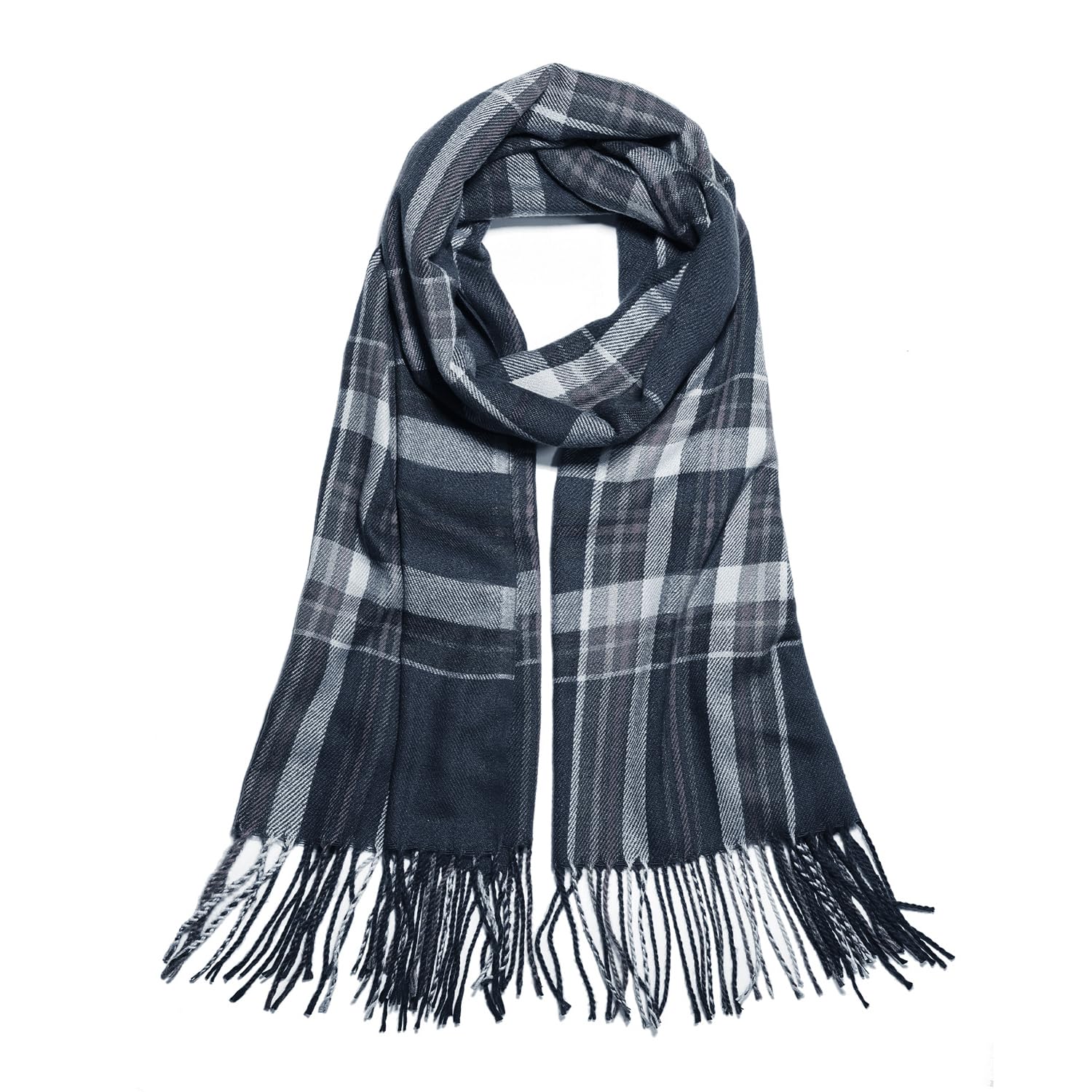 Photo 1 of Winter Warm Scarfs for Women Cashmere Feel Large Scarf Fashion Poncho Long Shawls Grid Wraps Scarves Super Soft Light GL2001 Blue