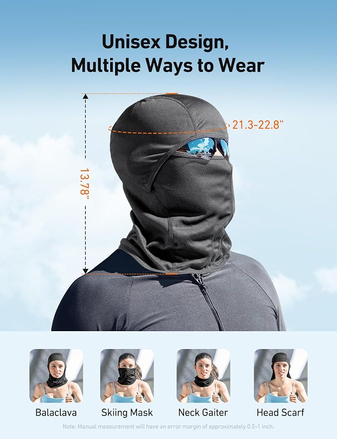 Balaclava para esquí AstroAI unisex gris miniatura 7
