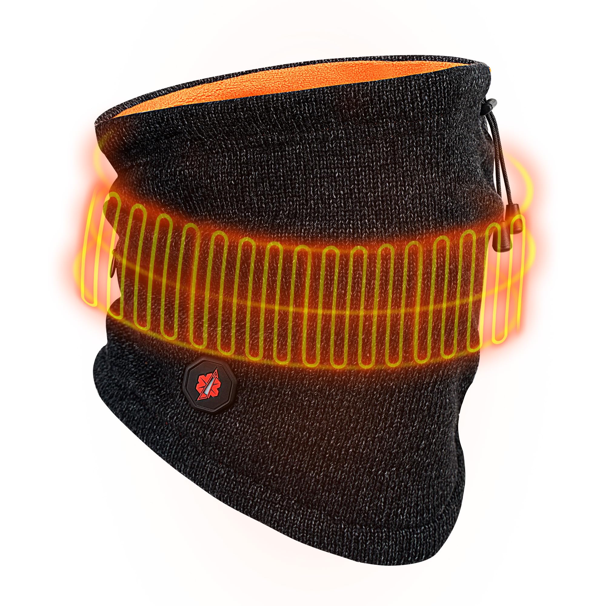 Dr.warm Sciarpa tubolare riscaldata a maglia, scaldacollo, scaldacollo, sciarpa elastica multifunzione con 3 impostazioni di temperatura per ciclismo, moto, sci, corsa