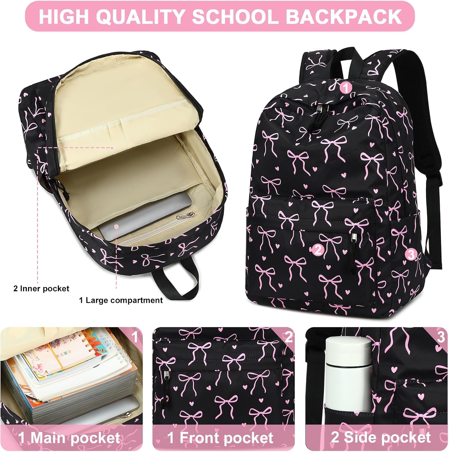 Ledaou Backpack Girls School Bag Kids