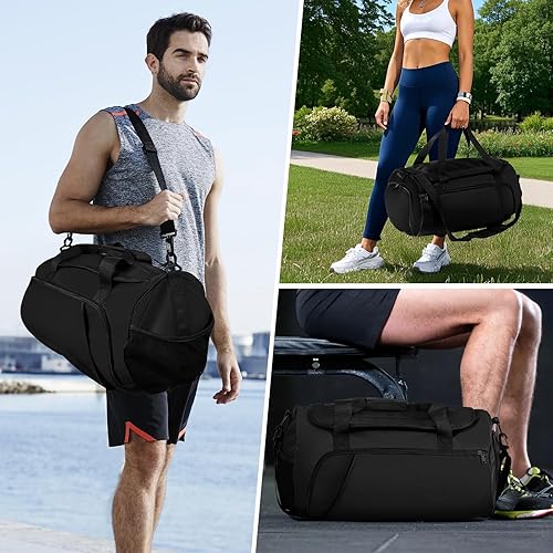 Miniatura 6 de Bolsa de gimnasio para hombres y mujeres con compartimento para zapatos y bolsillo húmedo, bolsa de gimnasio deportiva resistente al agua, bolsa de