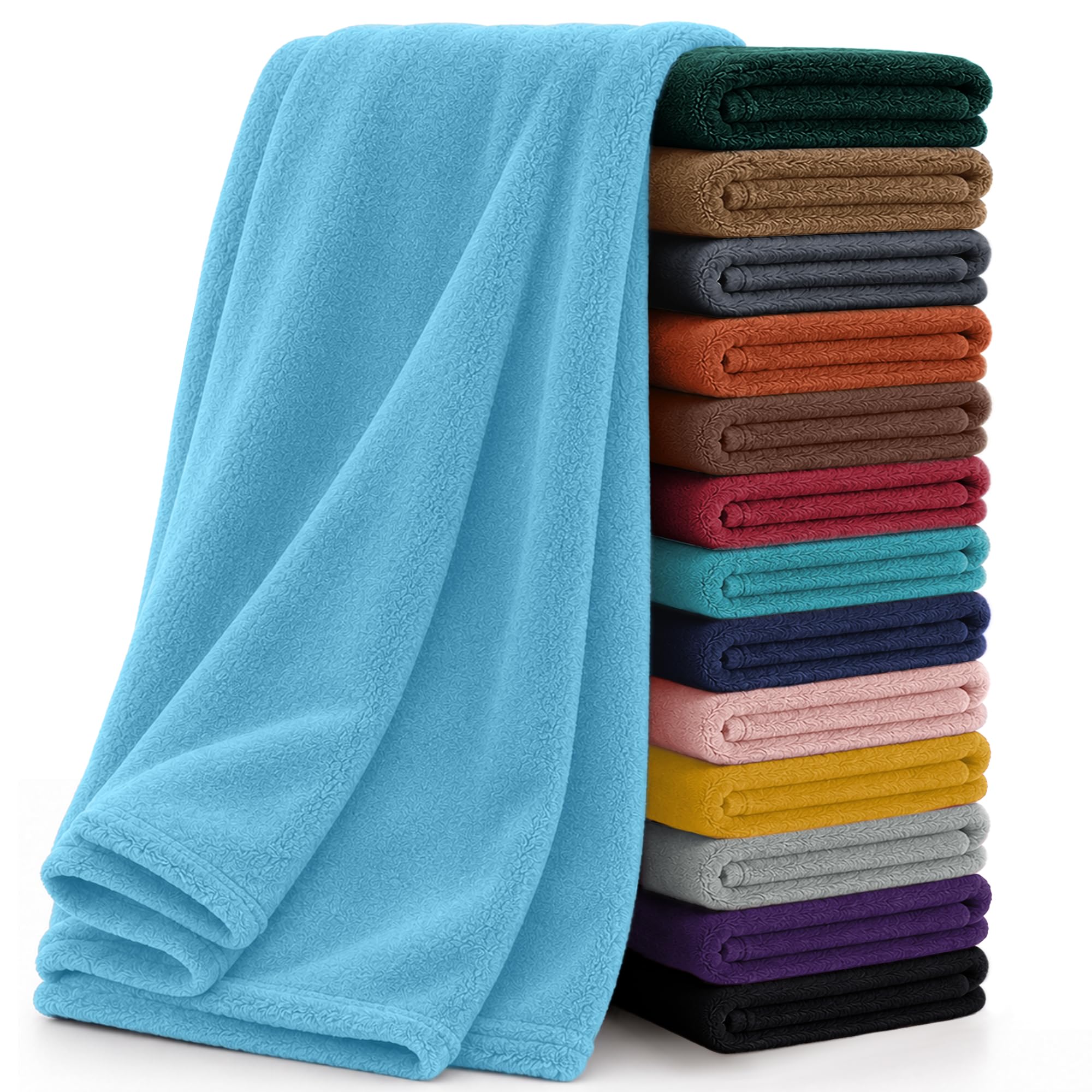 BedLooms Fleece Blanket Single Light Blue Throw for Sofas Fluffy Blankets