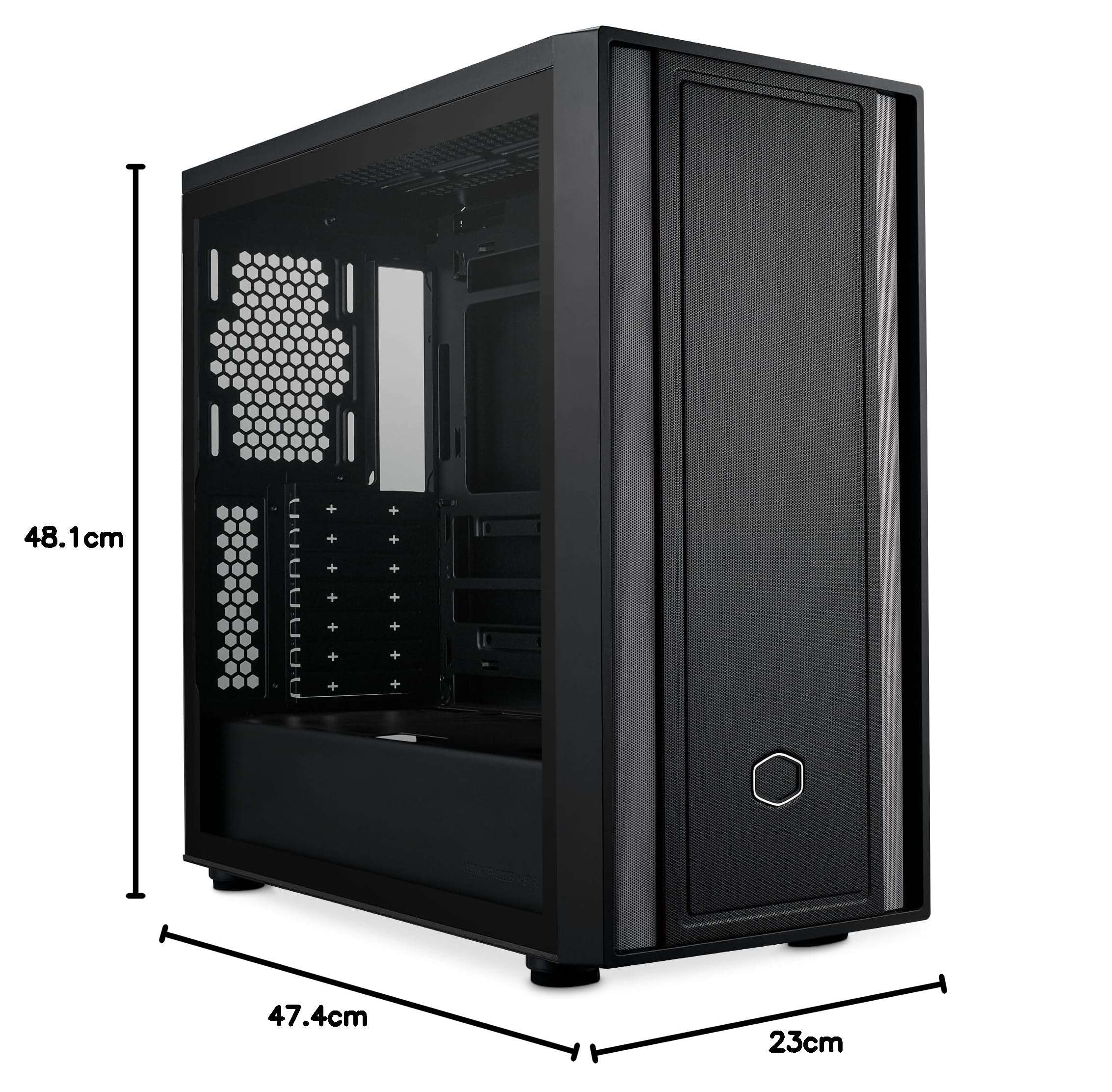 Cooler Master MasterBox 600 Lite E-ATX - Carcasa de Flujo de Aire de Torre Media - Conexión Trasera MB y radiador de 420 mm, soporta hasta 7 Ventiladores de Carcasa, Lado de Vidrio Templado, USB 3.2