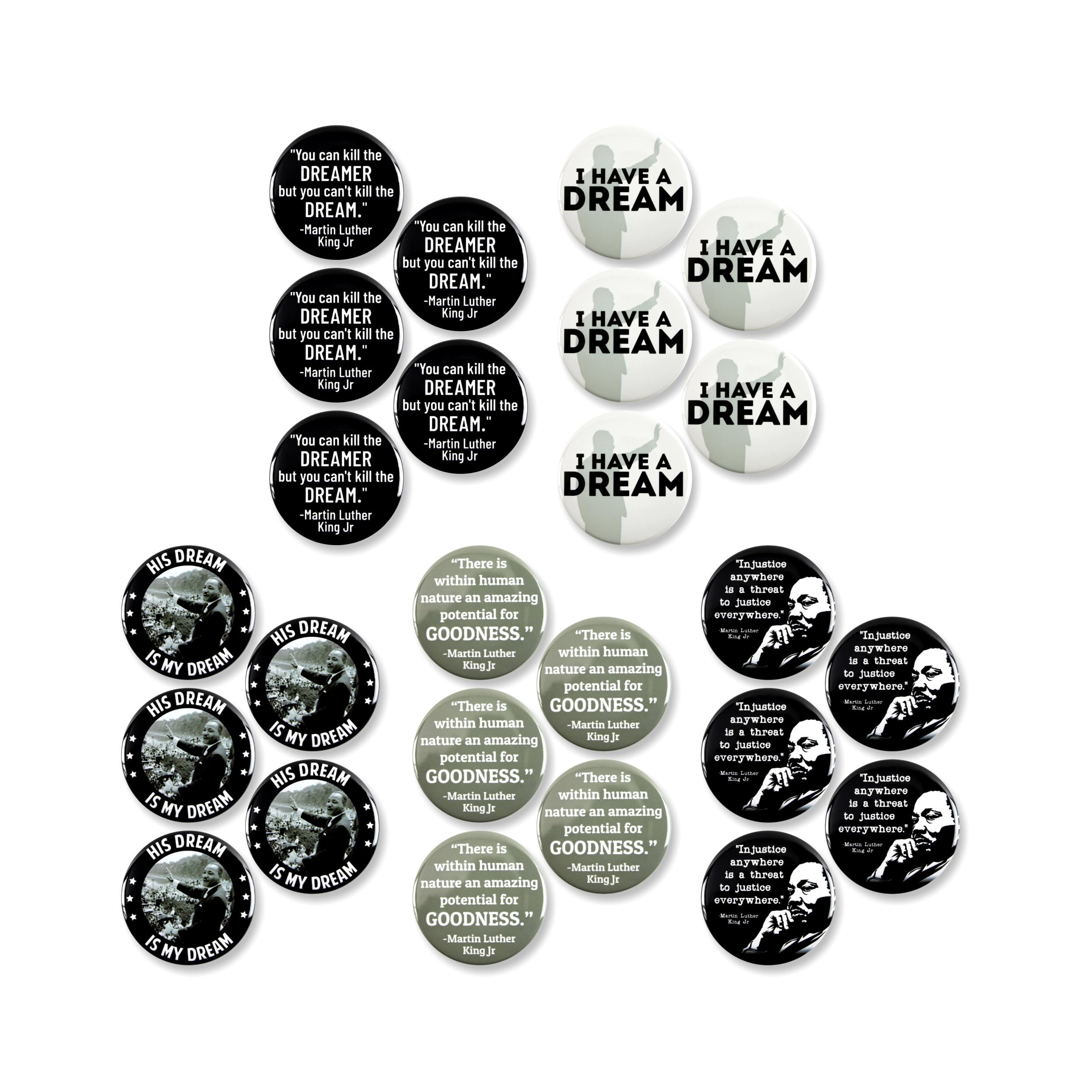 Dr. Martin Luther King Jr. Day Pinback Buttons - Honoring His Dream - MLK Celebration Badges for Schools, Events & Black History Month - Ideal for Memorials & Tribute Events - 2.25 Inch (25-Pack)