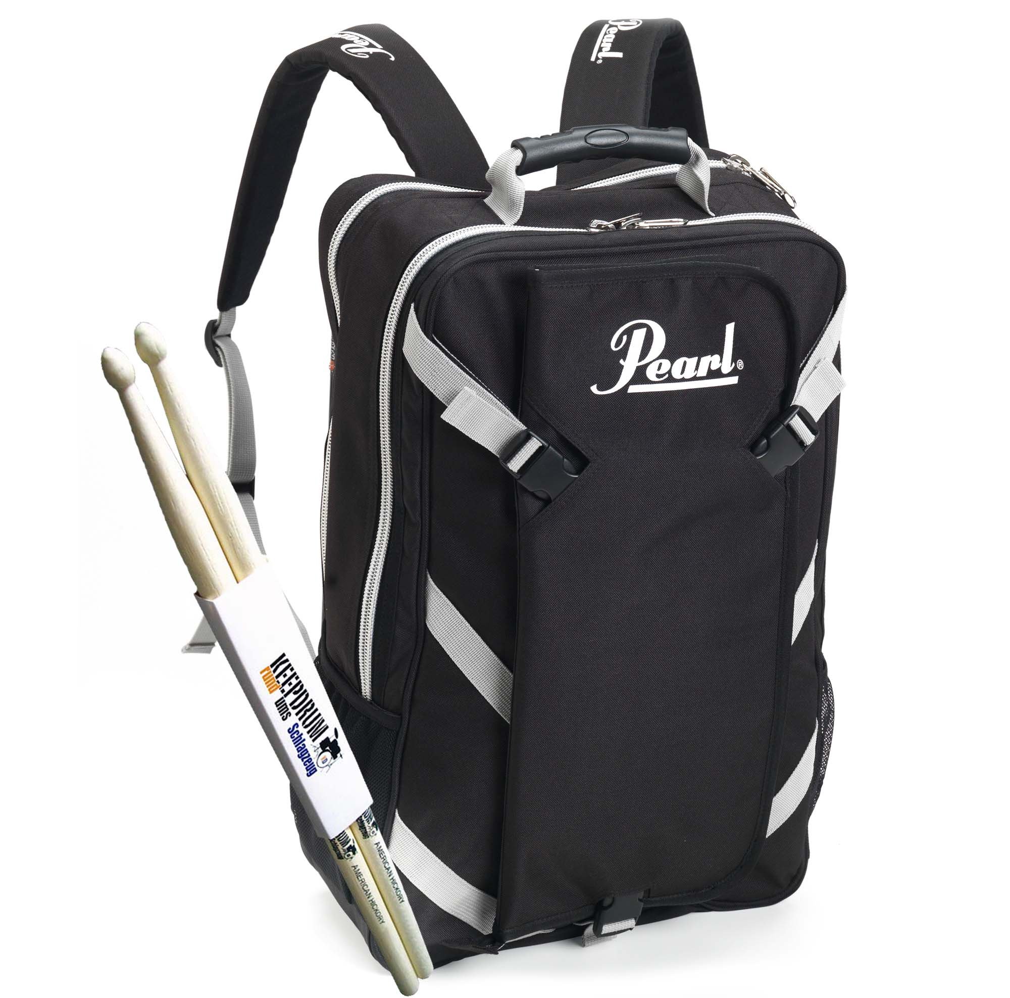 Pearl, zaino per batterista, con custodia removibile per le bacchette, incluse un paio di bacchette Keepdrum, codice articolo PDBP-1